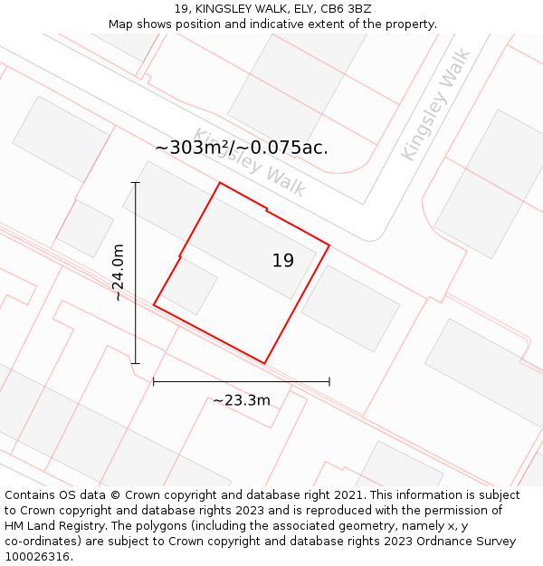 19, KINGSLEY WALK, ELY, CB6 3BZ: Plot and title map