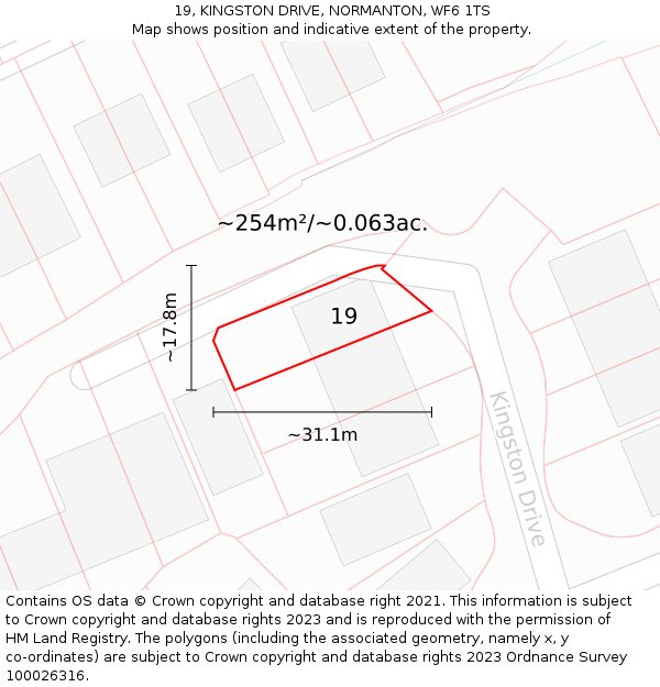 19, KINGSTON DRIVE, NORMANTON, WF6 1TS: Plot and title map