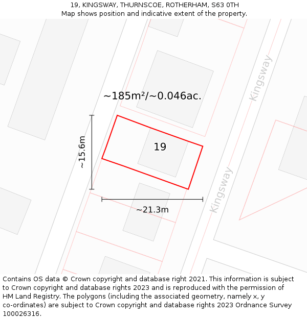 19, KINGSWAY, THURNSCOE, ROTHERHAM, S63 0TH: Plot and title map