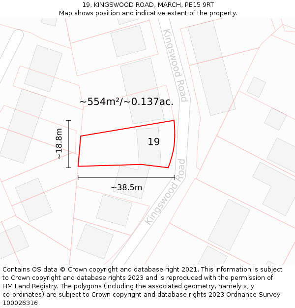 19, KINGSWOOD ROAD, MARCH, PE15 9RT: Plot and title map