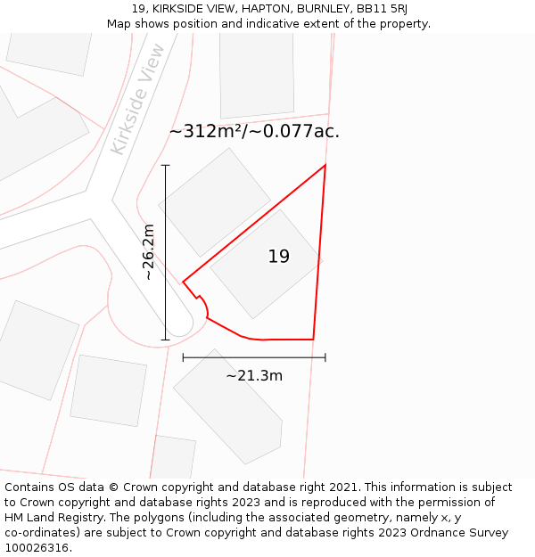 19, KIRKSIDE VIEW, HAPTON, BURNLEY, BB11 5RJ: Plot and title map