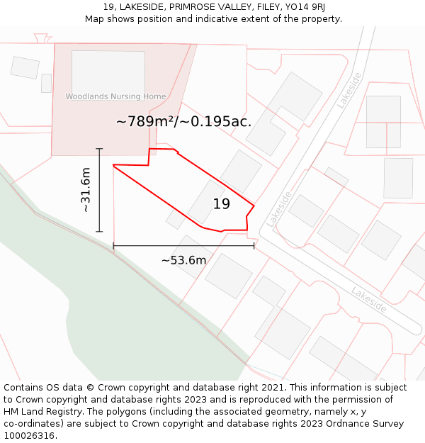 19, LAKESIDE, PRIMROSE VALLEY, FILEY, YO14 9RJ: Plot and title map