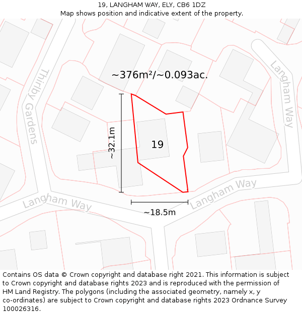19, LANGHAM WAY, ELY, CB6 1DZ: Plot and title map
