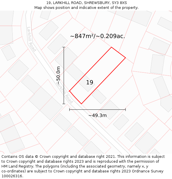 19, LARKHILL ROAD, SHREWSBURY, SY3 8XS: Plot and title map