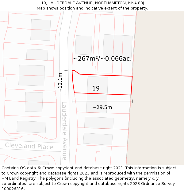 19, LAUDERDALE AVENUE, NORTHAMPTON, NN4 8RJ: Plot and title map