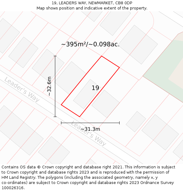 19, LEADERS WAY, NEWMARKET, CB8 0DP: Plot and title map