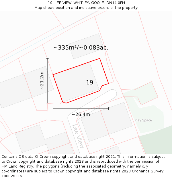 19, LEE VIEW, WHITLEY, GOOLE, DN14 0FH: Plot and title map