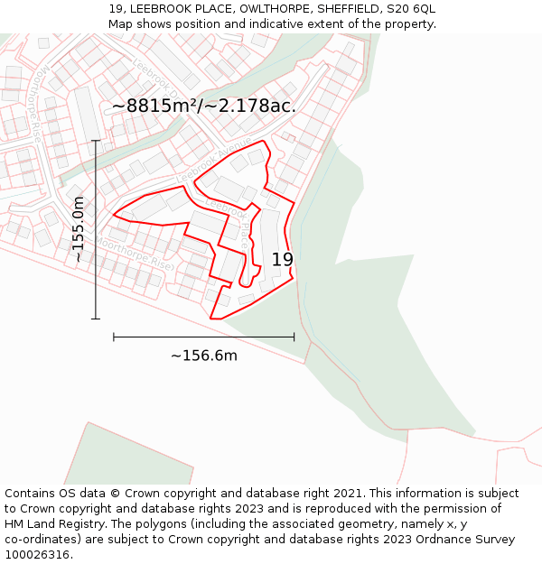 19, LEEBROOK PLACE, OWLTHORPE, SHEFFIELD, S20 6QL: Plot and title map