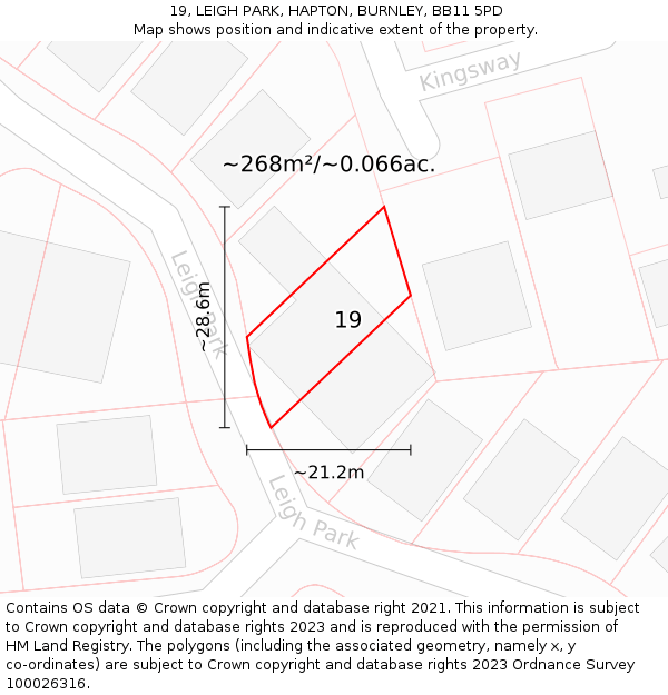 19, LEIGH PARK, HAPTON, BURNLEY, BB11 5PD: Plot and title map