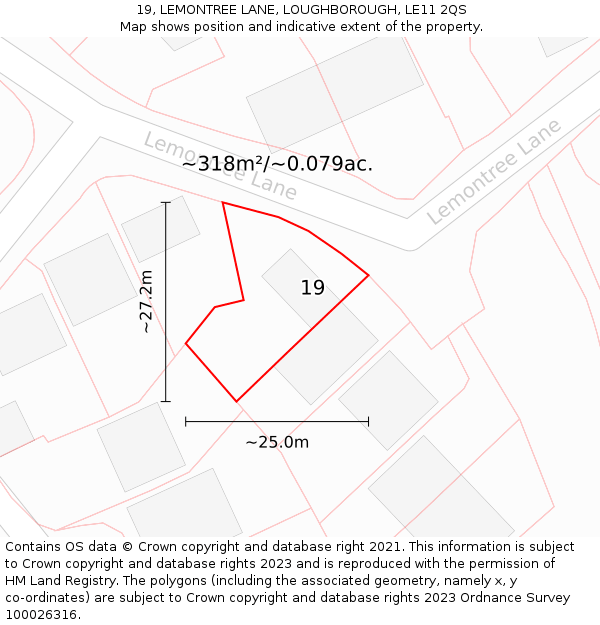 19, LEMONTREE LANE, LOUGHBOROUGH, LE11 2QS: Plot and title map