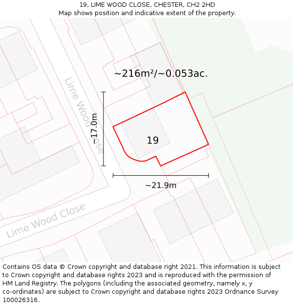 19, LIME WOOD CLOSE, CHESTER, CH2 2HD: Plot and title map