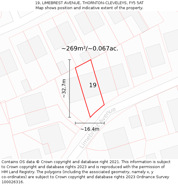 19, LIMEBREST AVENUE, THORNTON-CLEVELEYS, FY5 5AT: Plot and title map