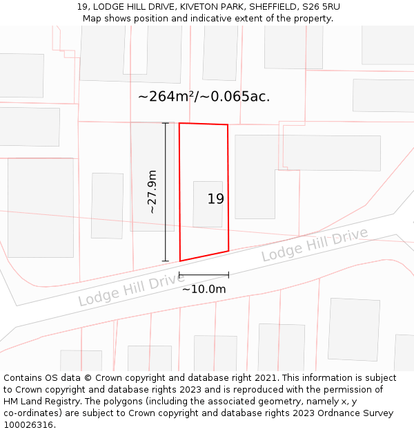 19, LODGE HILL DRIVE, KIVETON PARK, SHEFFIELD, S26 5RU: Plot and title map
