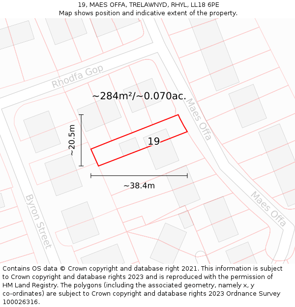 19, MAES OFFA, TRELAWNYD, RHYL, LL18 6PE: Plot and title map