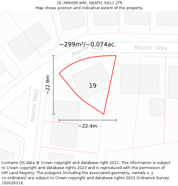 19, MANOR WAY, NEATH, SA11 2TR: Plot and title map