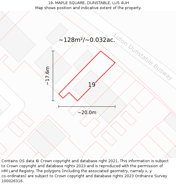 19, MAPLE SQUARE, DUNSTABLE, LU5 4UH: Plot and title map