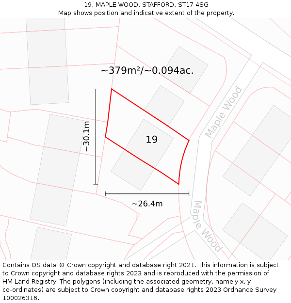 19, MAPLE WOOD, STAFFORD, ST17 4SG: Plot and title map