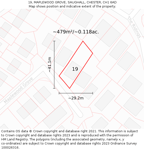 19, MAPLEWOOD GROVE, SAUGHALL, CHESTER, CH1 6AD: Plot and title map