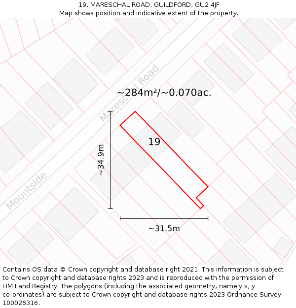 19, MARESCHAL ROAD, GUILDFORD, GU2 4JF: Plot and title map