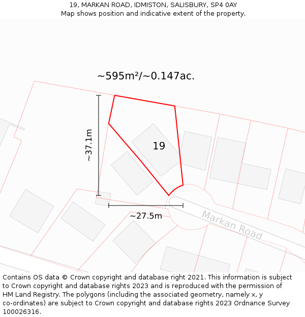 19, MARKAN ROAD, IDMISTON, SALISBURY, SP4 0AY: Plot and title map