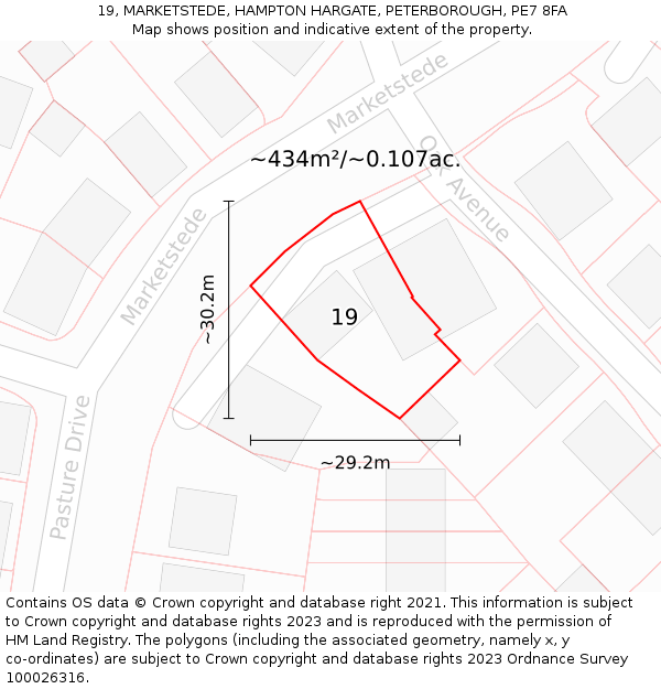 19, MARKETSTEDE, HAMPTON HARGATE, PETERBOROUGH, PE7 8FA: Plot and title map