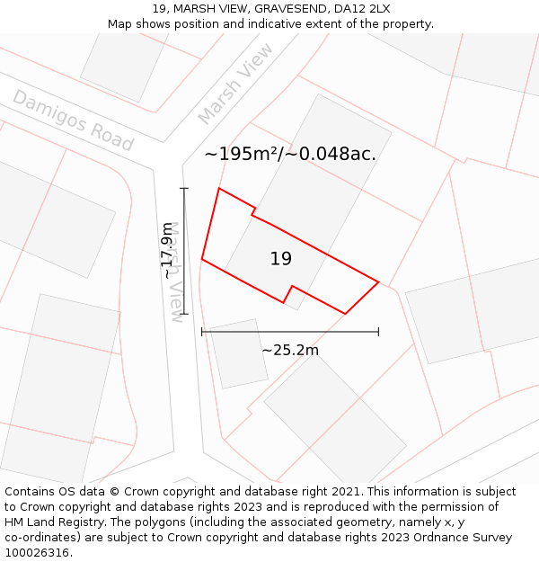 19, MARSH VIEW, GRAVESEND, DA12 2LX: Plot and title map
