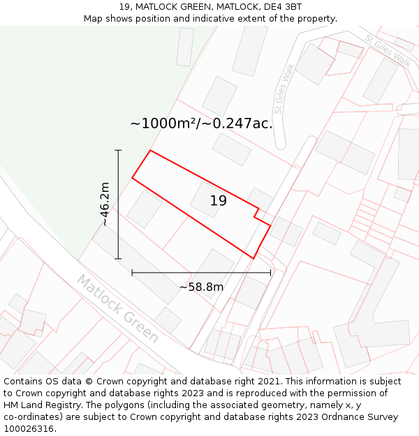 19, MATLOCK GREEN, MATLOCK, DE4 3BT: Plot and title map