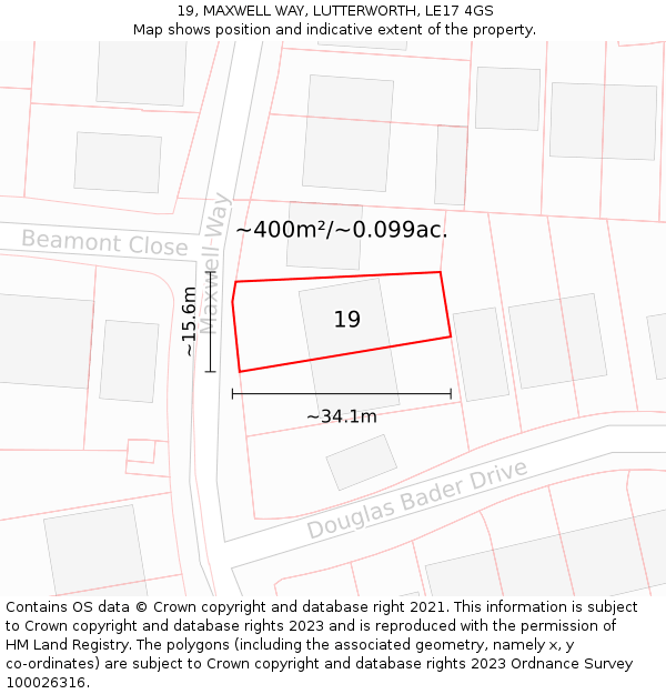 19, MAXWELL WAY, LUTTERWORTH, LE17 4GS: Plot and title map