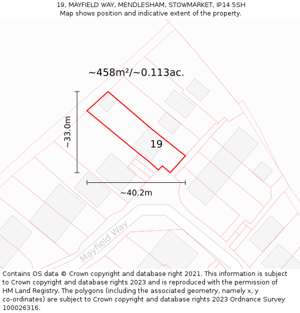 19, MAYFIELD WAY, MENDLESHAM, STOWMARKET, IP14 5SH: Plot and title map