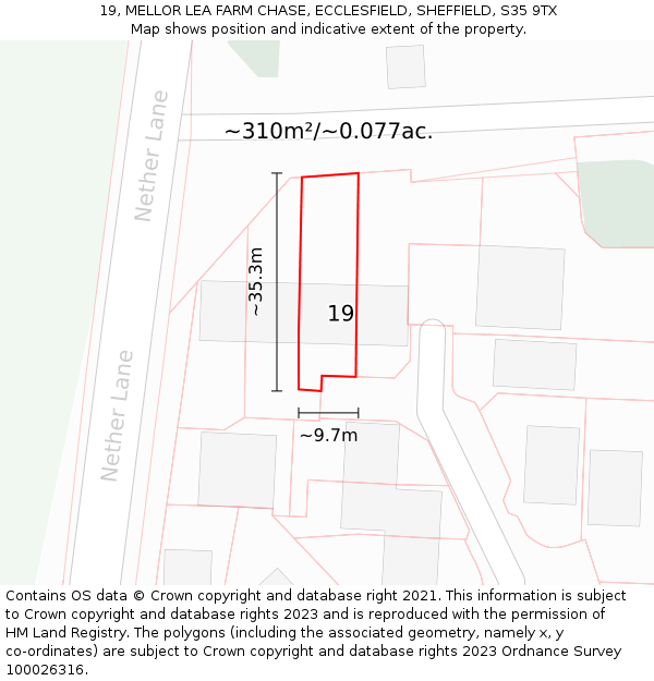 19, MELLOR LEA FARM CHASE, ECCLESFIELD, SHEFFIELD, S35 9TX: Plot and title map