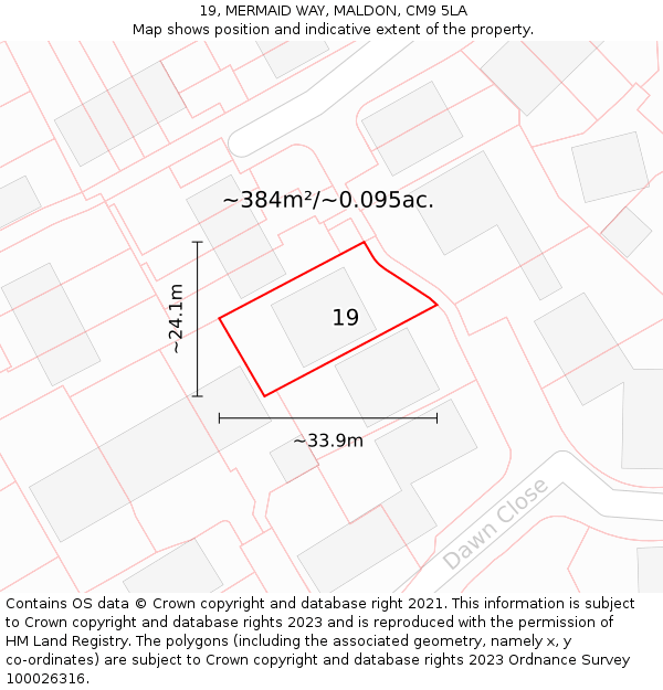 19, MERMAID WAY, MALDON, CM9 5LA: Plot and title map