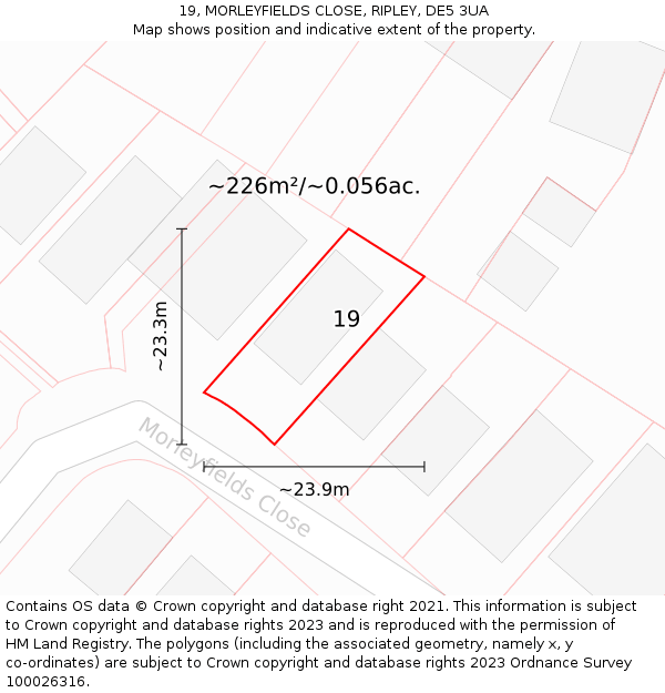 19, MORLEYFIELDS CLOSE, RIPLEY, DE5 3UA: Plot and title map