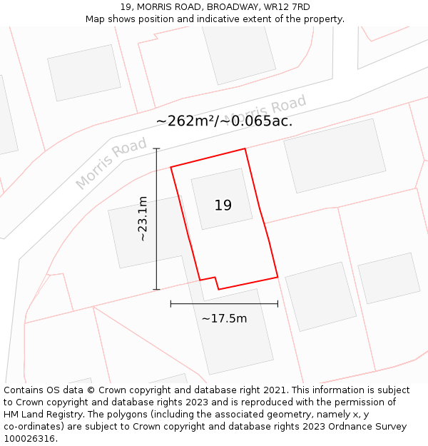 19, MORRIS ROAD, BROADWAY, WR12 7RD: Plot and title map