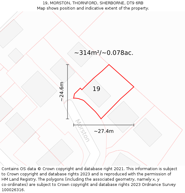 19, MORSTON, THORNFORD, SHERBORNE, DT9 6RB: Plot and title map