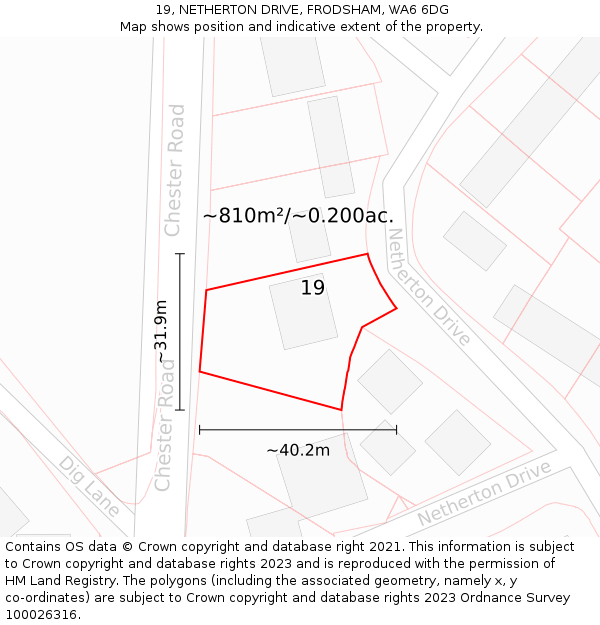 19, NETHERTON DRIVE, FRODSHAM, WA6 6DG: Plot and title map