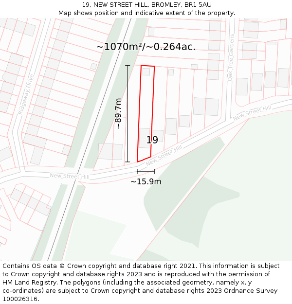 19, NEW STREET HILL, BROMLEY, BR1 5AU: Plot and title map