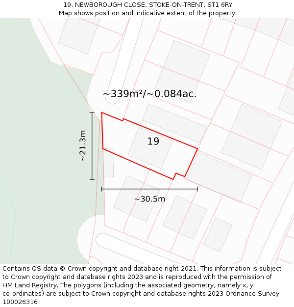 19, NEWBOROUGH CLOSE, STOKE-ON-TRENT, ST1 6RY: Plot and title map