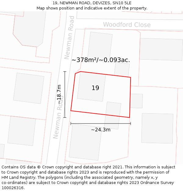 19, NEWMAN ROAD, DEVIZES, SN10 5LE: Plot and title map