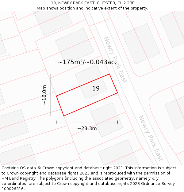 19, NEWRY PARK EAST, CHESTER, CH2 2BF: Plot and title map