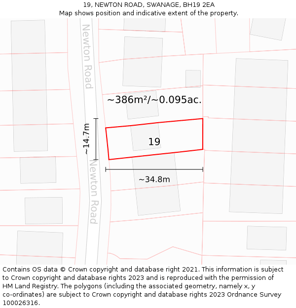 19, NEWTON ROAD, SWANAGE, BH19 2EA: Plot and title map
