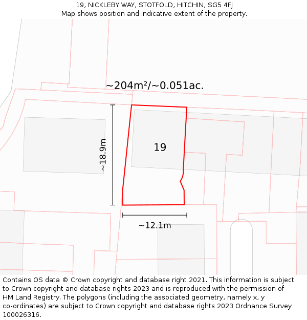 19, NICKLEBY WAY, STOTFOLD, HITCHIN, SG5 4FJ: Plot and title map
