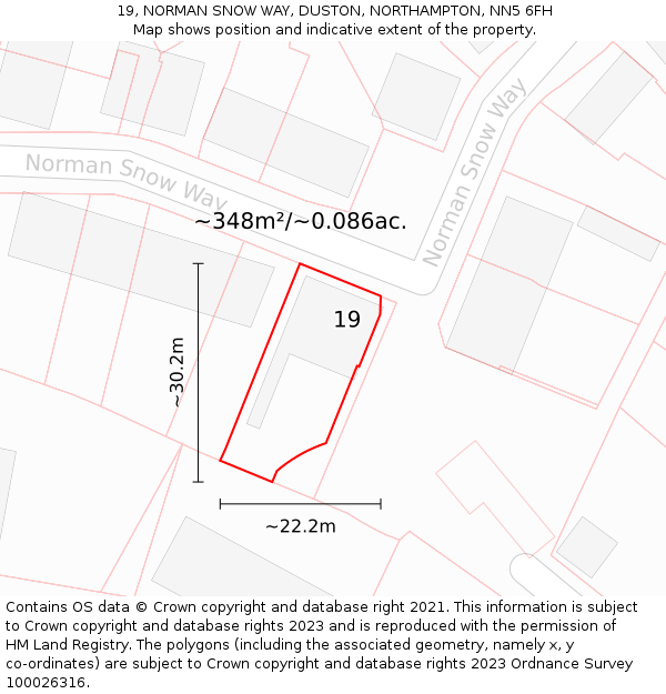 19, NORMAN SNOW WAY, DUSTON, NORTHAMPTON, NN5 6FH: Plot and title map