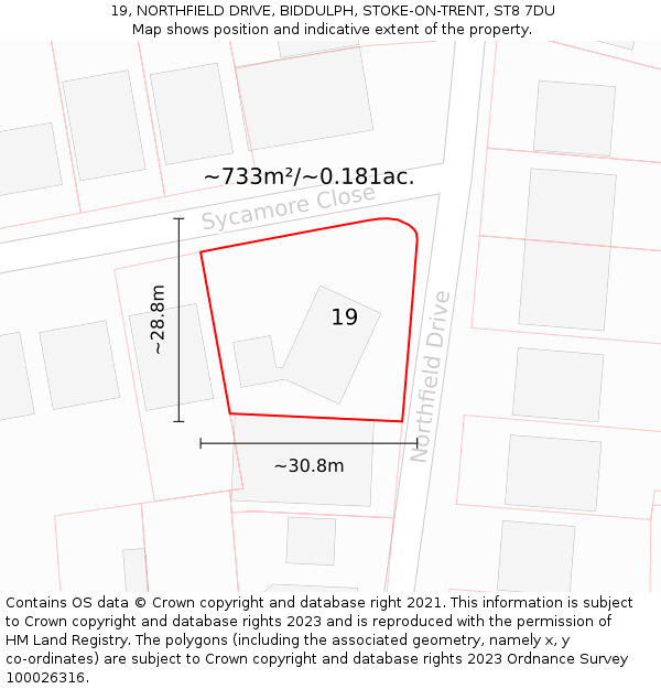 19, NORTHFIELD DRIVE, BIDDULPH, STOKE-ON-TRENT, ST8 7DU: Plot and title map