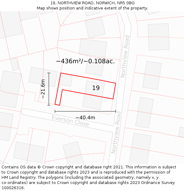 19, NORTHVIEW ROAD, NORWICH, NR5 0BG: Plot and title map