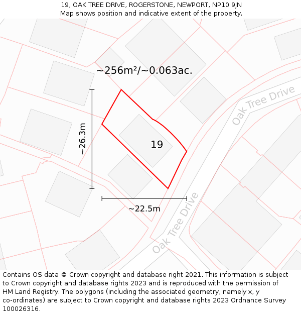 19, OAK TREE DRIVE, ROGERSTONE, NEWPORT, NP10 9JN: Plot and title map