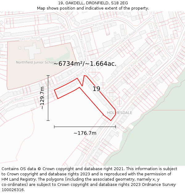 19, OAKDELL, DRONFIELD, S18 2EG: Plot and title map