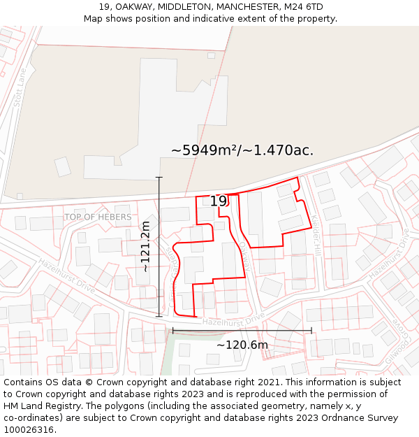 19, OAKWAY, MIDDLETON, MANCHESTER, M24 6TD: Plot and title map