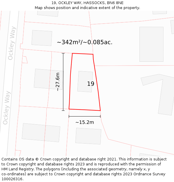 19, OCKLEY WAY, HASSOCKS, BN6 8NE: Plot and title map