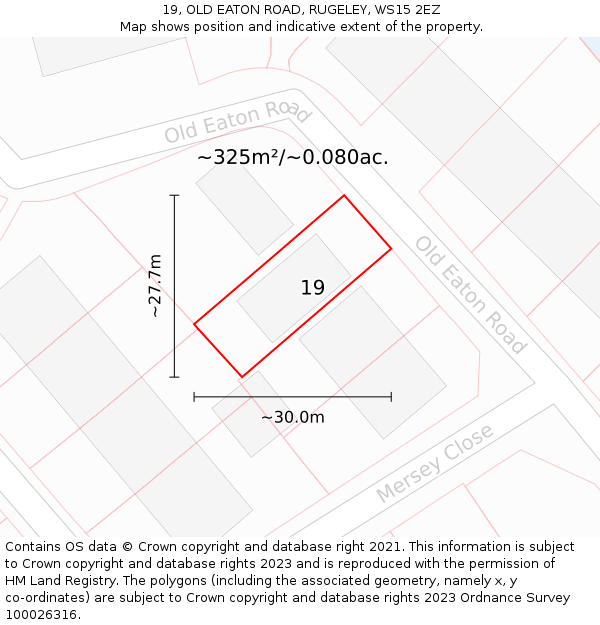 19, OLD EATON ROAD, RUGELEY, WS15 2EZ: Plot and title map