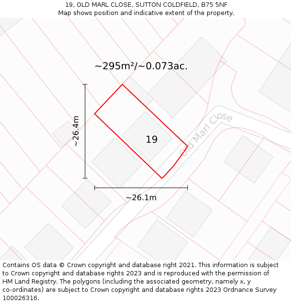 19, OLD MARL CLOSE, SUTTON COLDFIELD, B75 5NF: Plot and title map